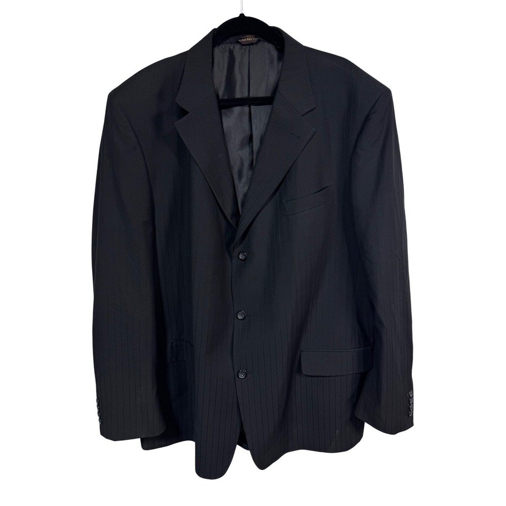 Caravelli 48L Black Blazer Men's Pinstripe Hand Tailored Suit‎ Jacket